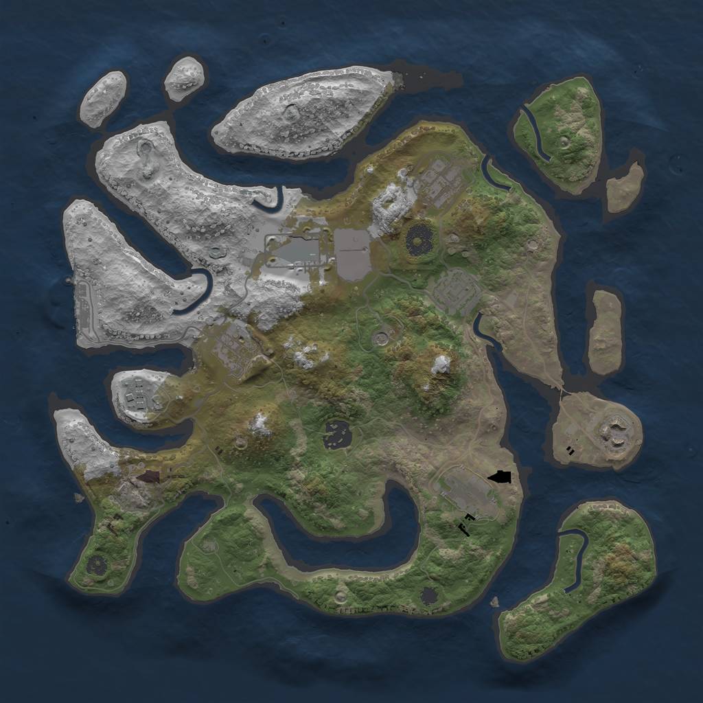 Rust Map: Procedural Map, Size: 3500, Seed: 789727, 12 Monuments