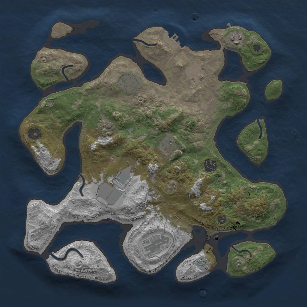 Rust Map: Procedural Map, Size: 3500, Seed: 1768470723, 13 Monuments