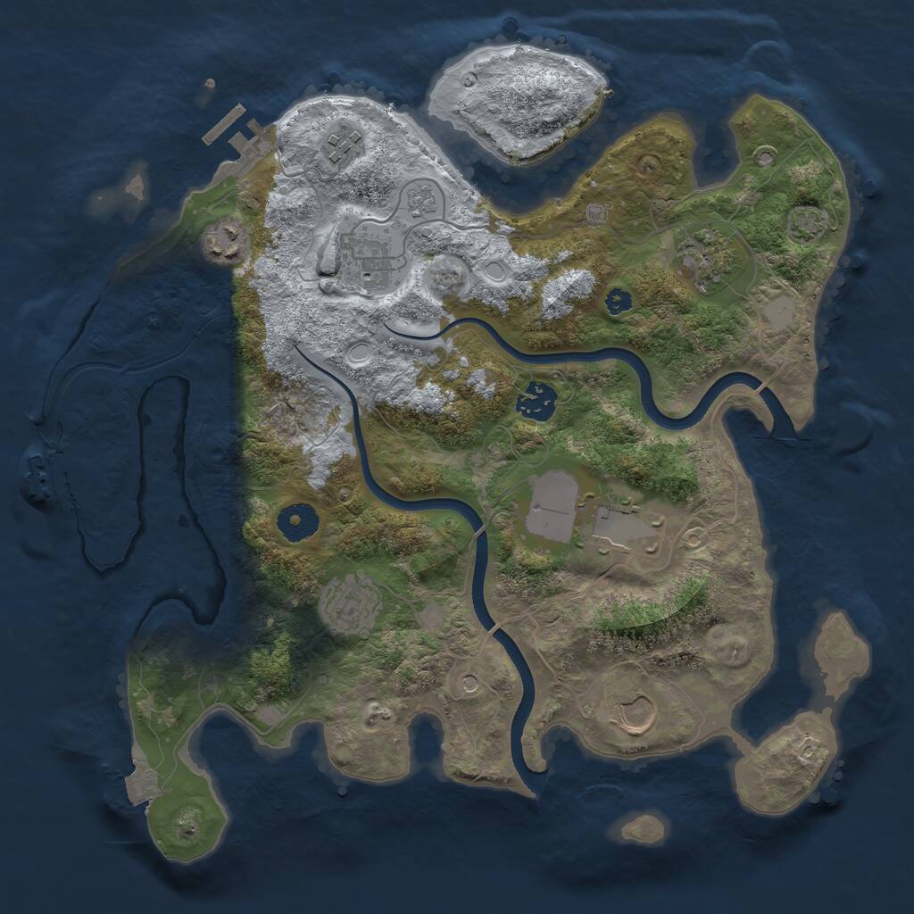 Rust Map: Procedural Map, Size: 3500, Seed: 975596, 14 Monuments
