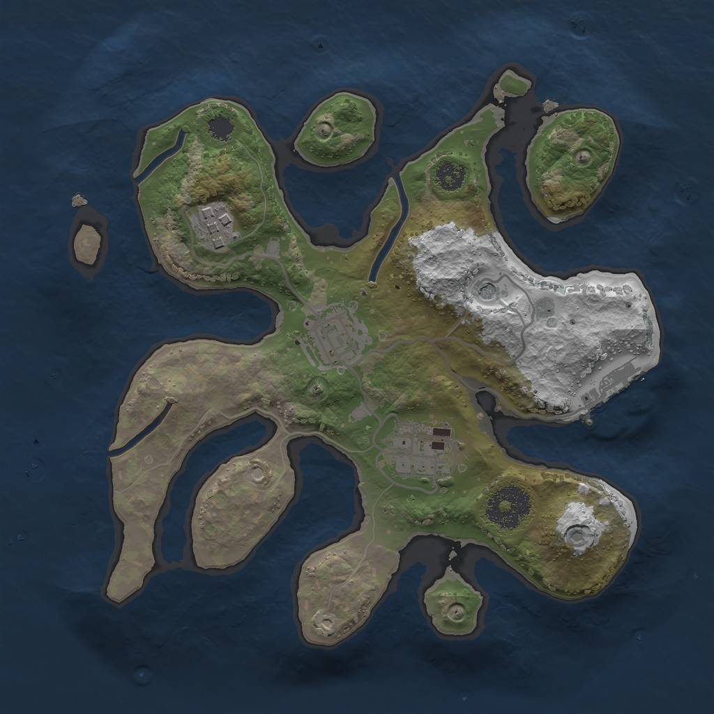 Rust Map: Procedural Map, Size: 2500, Seed: 586058, 7 Monuments