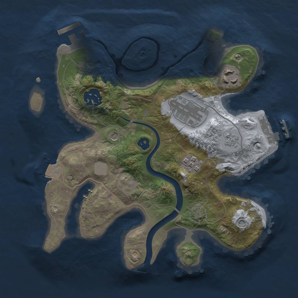 Rust Map: Procedural Map, Size: 2500, Seed: 586058, 10 Monuments