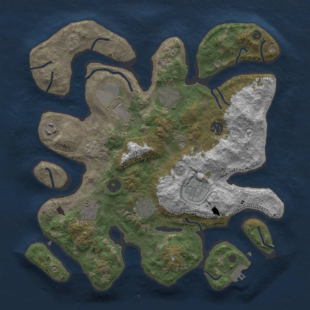 Rust Map: Procedural Map, Size: 3500, Seed: 66642069, 12 Monuments