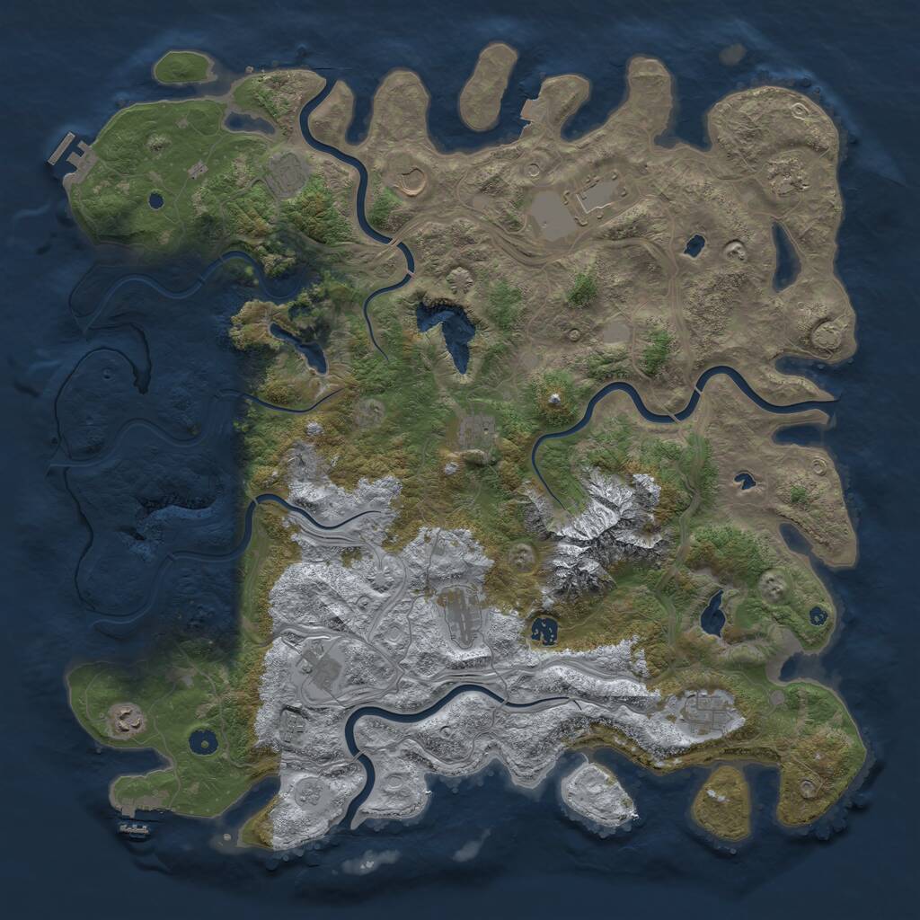 Rust Map: Procedural Map, Size: 5000, Seed: 1342, 17 Monuments