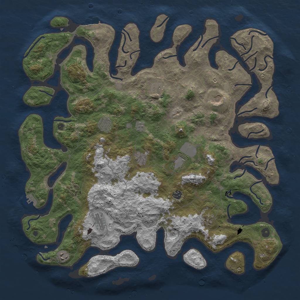 Rust Map: Procedural Map, Size: 5000, Seed: 1342, 15 Monuments