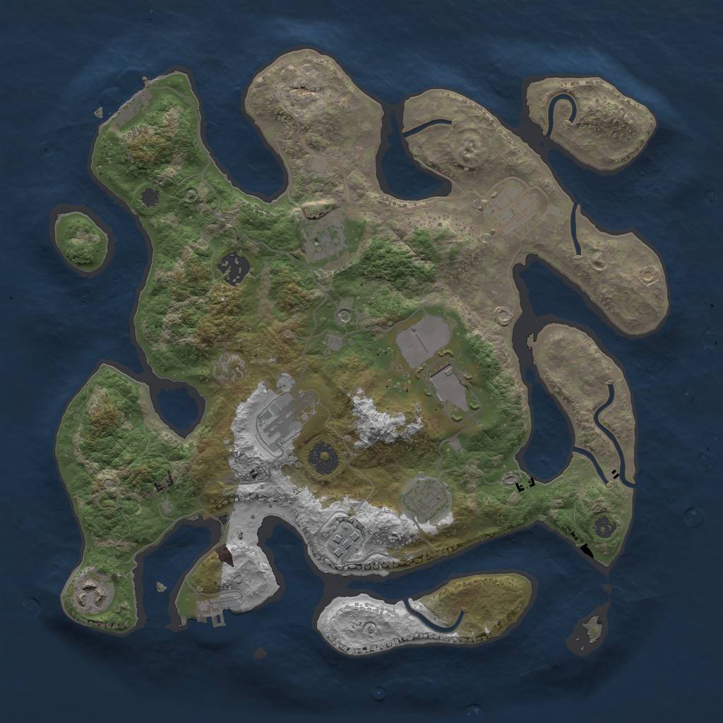 Rust Map: Procedural Map, Size: 3500, Seed: 154789584, 13 Monuments