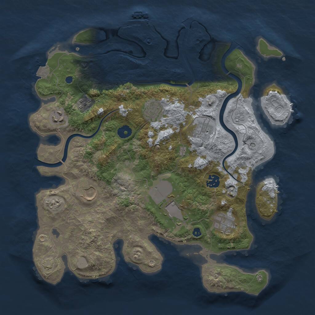 Rust Map: Procedural Map, Size: 3500, Seed: 881765234, 13 Monuments