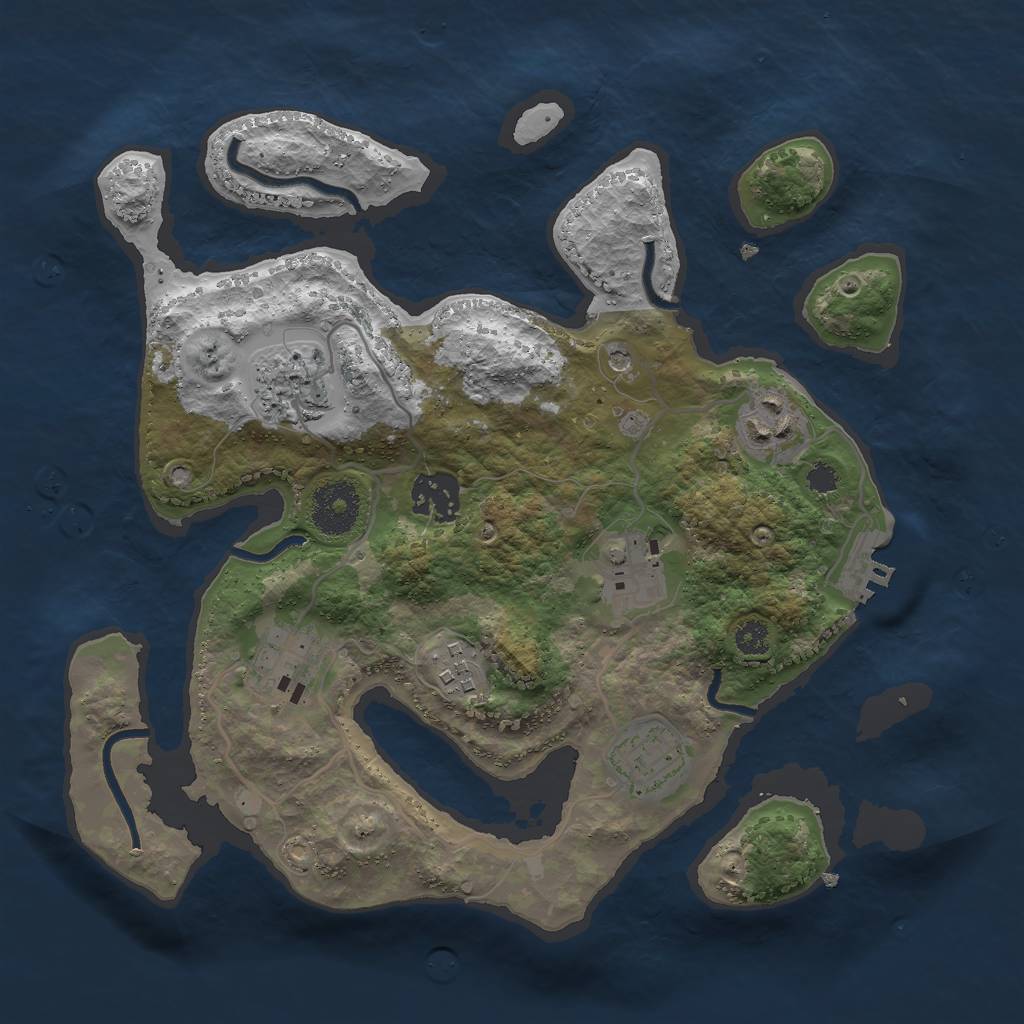 Rust Map: Procedural Map, Size: 3000, Seed: 2654, 11 Monuments