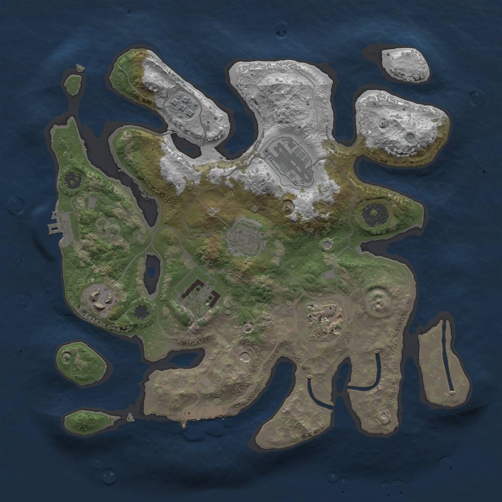 Rust Map: Procedural Map, Size: 3000, Seed: 381733118, 11 Monuments