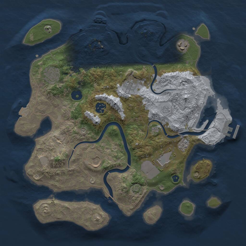 Rust Map: Procedural Map, Size: 3500, Seed: 84596841, 13 Monuments