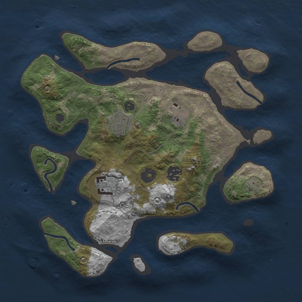 Rust Map: Procedural Map, Size: 3000, Seed: 368984544, 6 Monuments