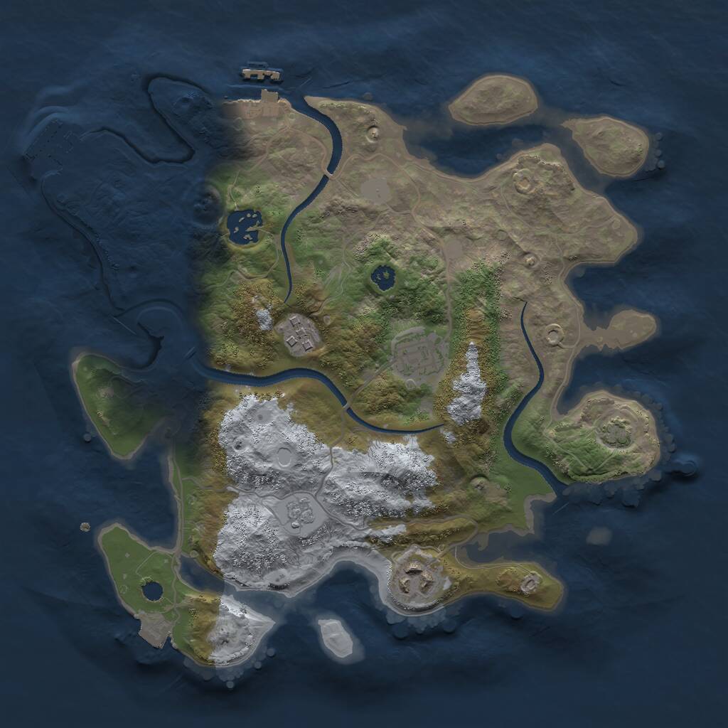 Rust Map: Procedural Map, Size: 3000, Seed: 368984544, 9 Monuments
