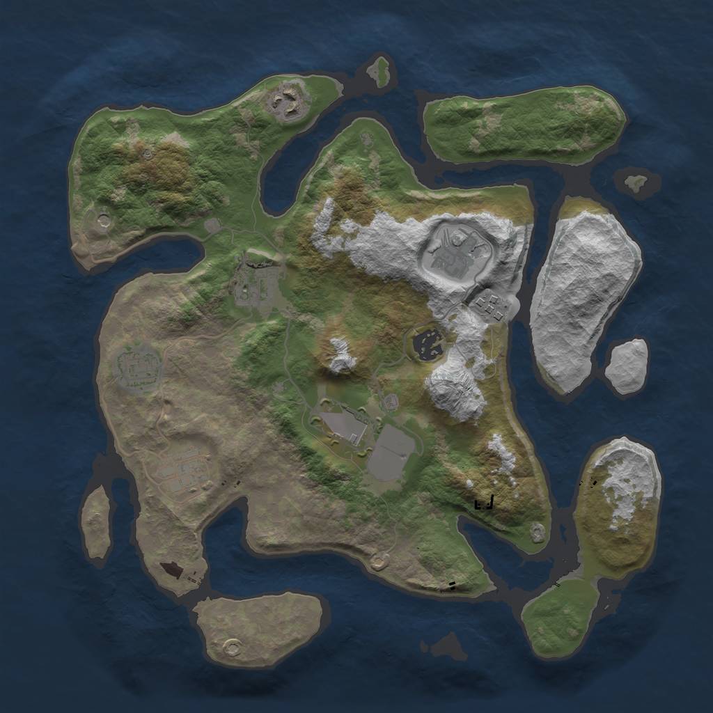 Rust Map: Barren, Size: 3500, Seed: 1605290678, 11 Monuments