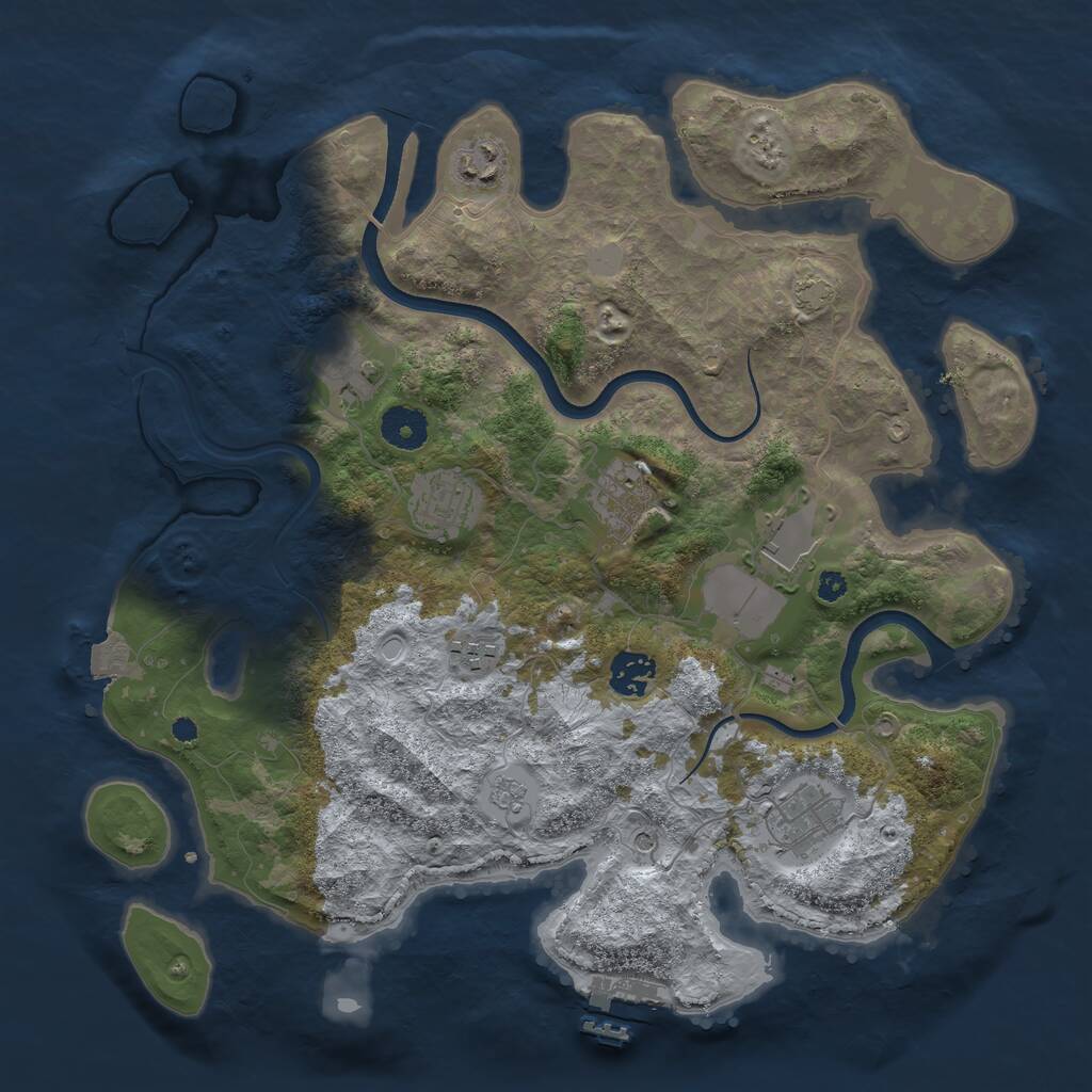 Rust Map: Procedural Map, Size: 3600, Seed: 1708147469, 13 Monuments