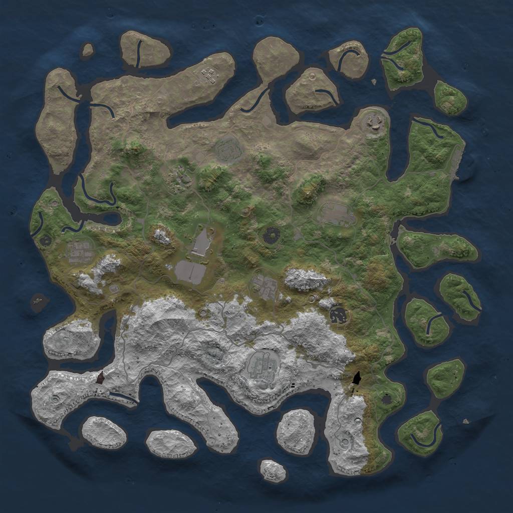 Rust Map: Procedural Map, Size: 4500, Seed: 972088097, 14 Monuments