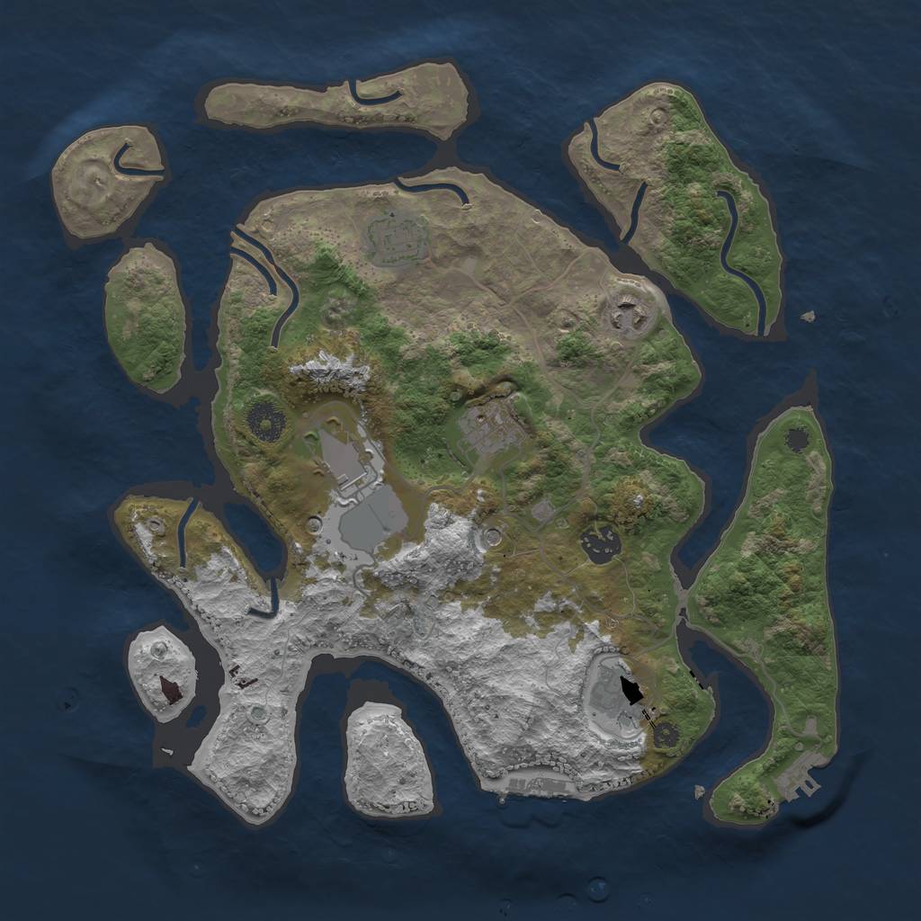 Rust Map: Procedural Map, Size: 3550, Seed: 1172980, 11 Monuments