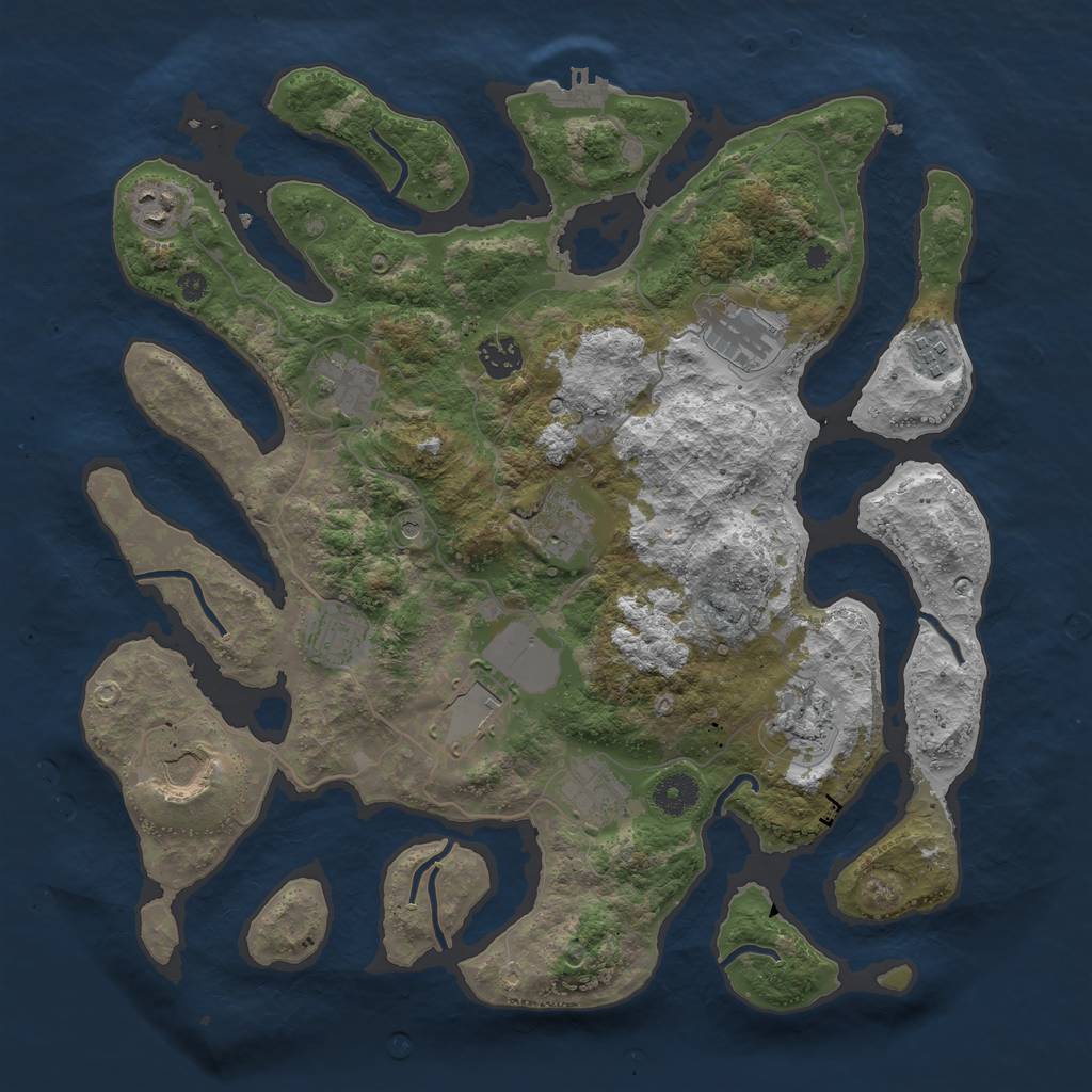 Rust Map: Procedural Map, Size: 3850, Seed: 589223188, 15 Monuments