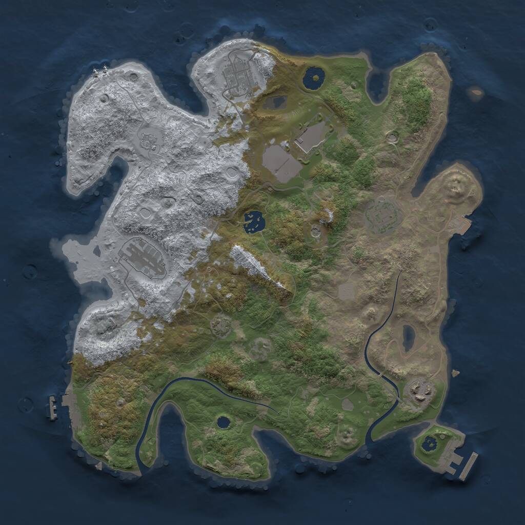 Rust Map: Procedural Map, Size: 3500, Seed: 454501, 12 Monuments