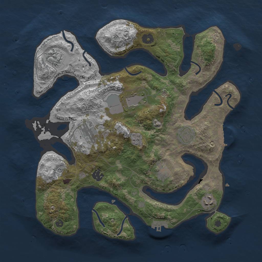 Rust Map: Procedural Map, Size: 3500, Seed: 454501, 13 Monuments