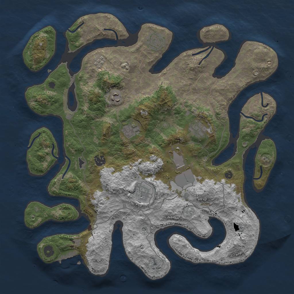 Rust Map: Procedural Map, Size: 4000, Seed: 4041, 12 Monuments