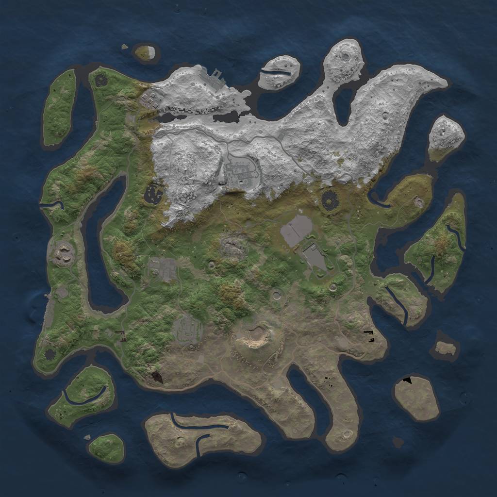 Rust Map: Procedural Map, Size: 4000, Seed: 495857, 13 Monuments