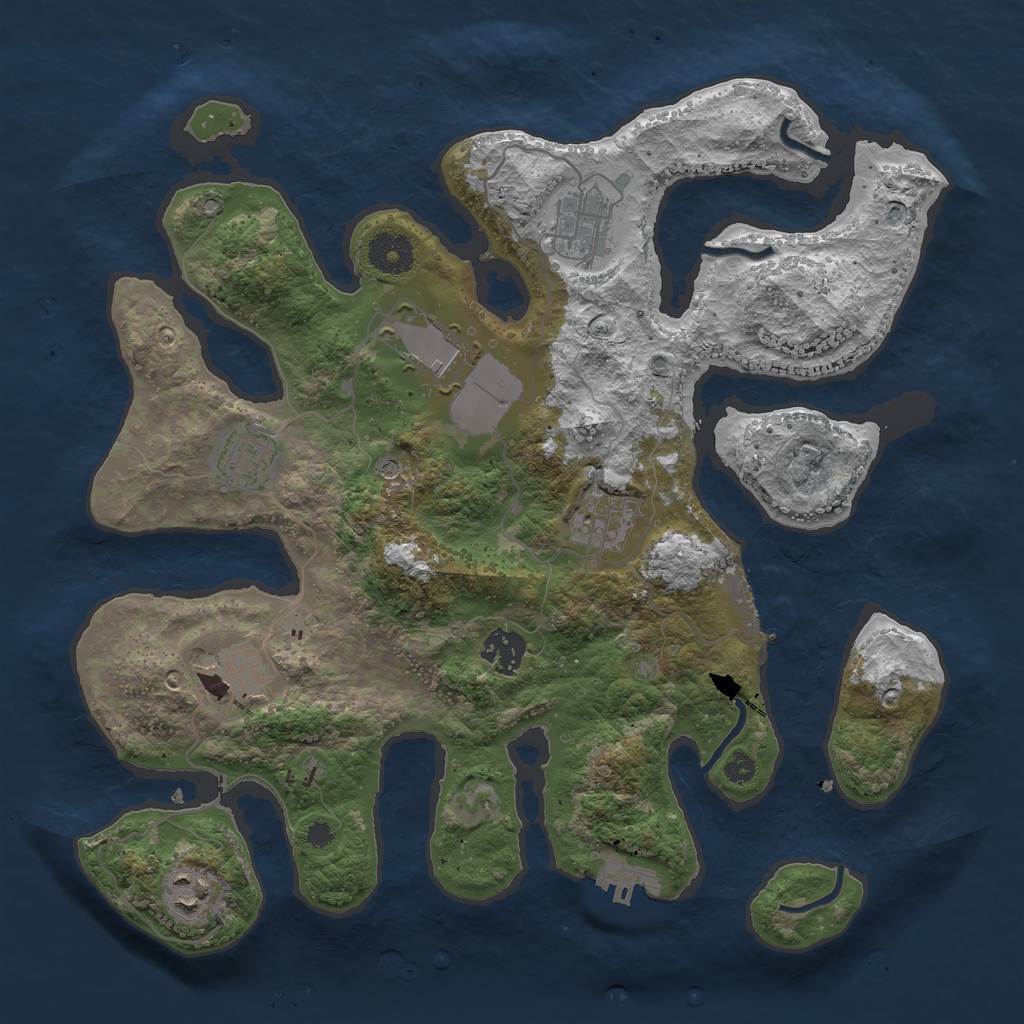 Rust Map: Procedural Map, Size: 3500, Seed: 904740, 12 Monuments