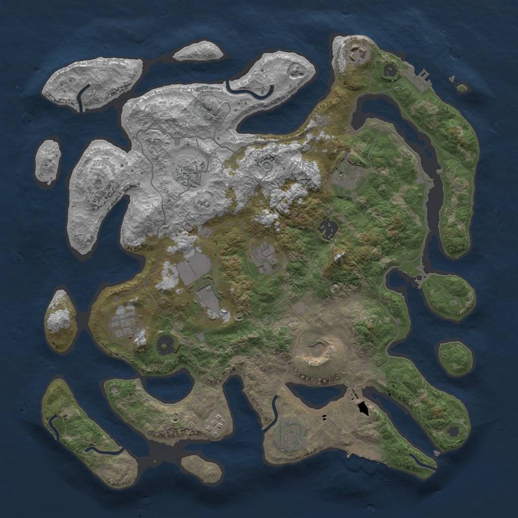 Rust Map: Procedural Map, Size: 4000, Seed: 668068, 15 Monuments