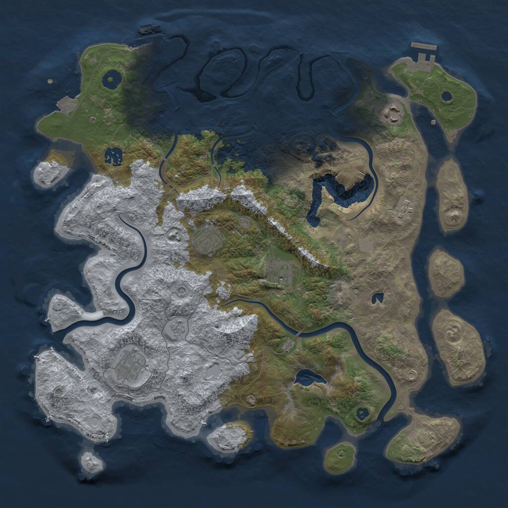 Rust Map: Procedural Map, Size: 4000, Seed: 989897, 12 Monuments
