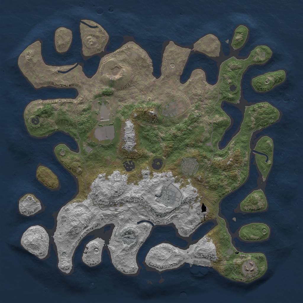 Rust Map: Procedural Map, Size: 4000, Seed: 748415665, 12 Monuments