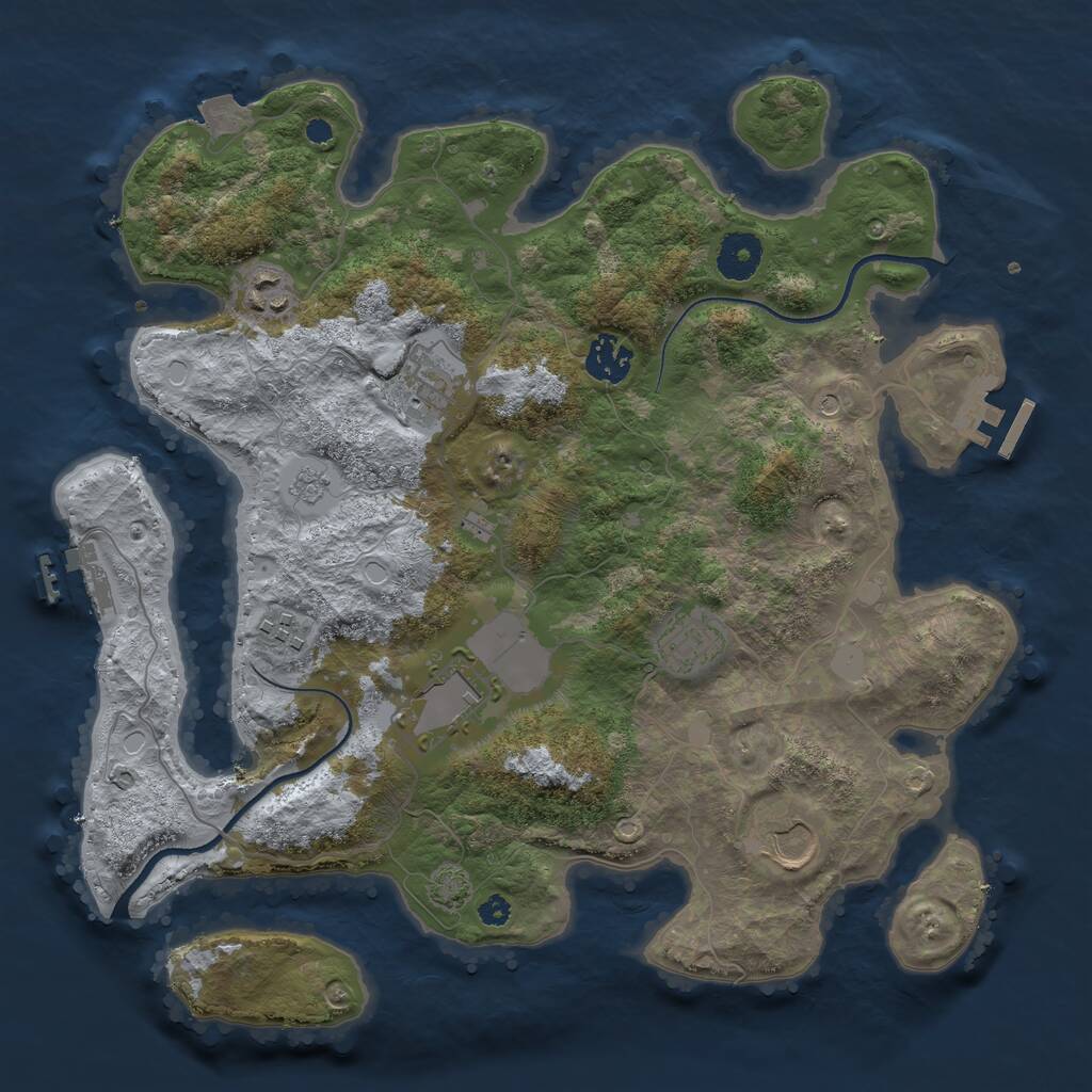 Rust Map: Procedural Map, Size: 3500, Seed: 127703, 13 Monuments