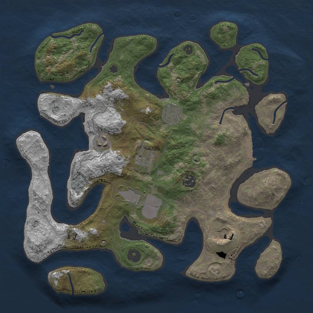 Rust Map: Procedural Map, Size: 3500, Seed: 127703, 11 Monuments