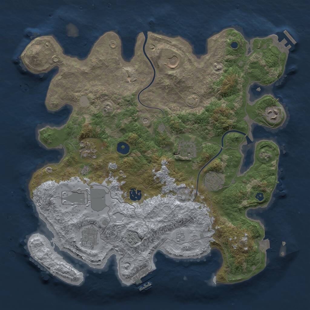 Rust Map: Procedural Map, Size: 3700, Seed: 91203, 15 Monuments