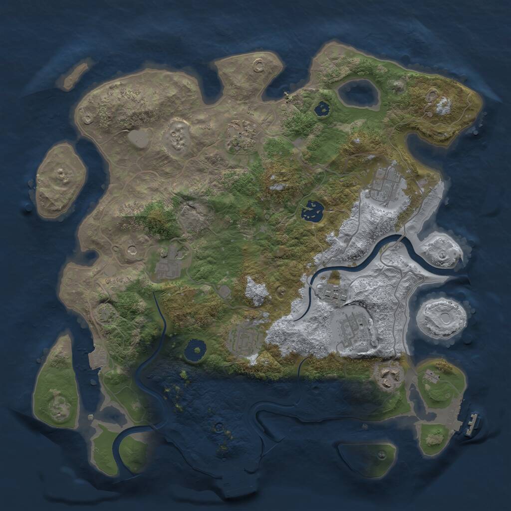 Rust Map: Procedural Map, Size: 3499, Seed: 3213563, 13 Monuments