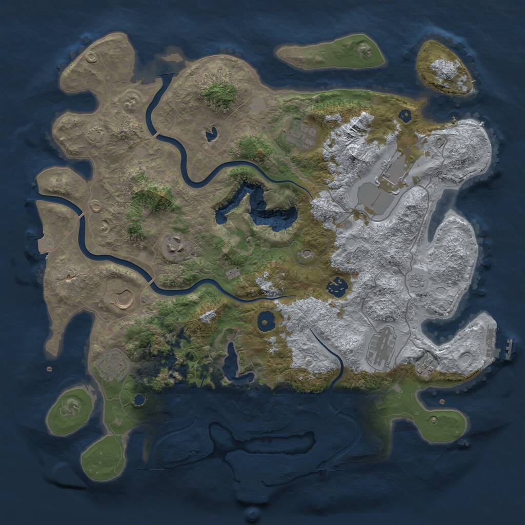 Rust Map: Procedural Map, Size: 4000, Seed: 35733, 14 Monuments
