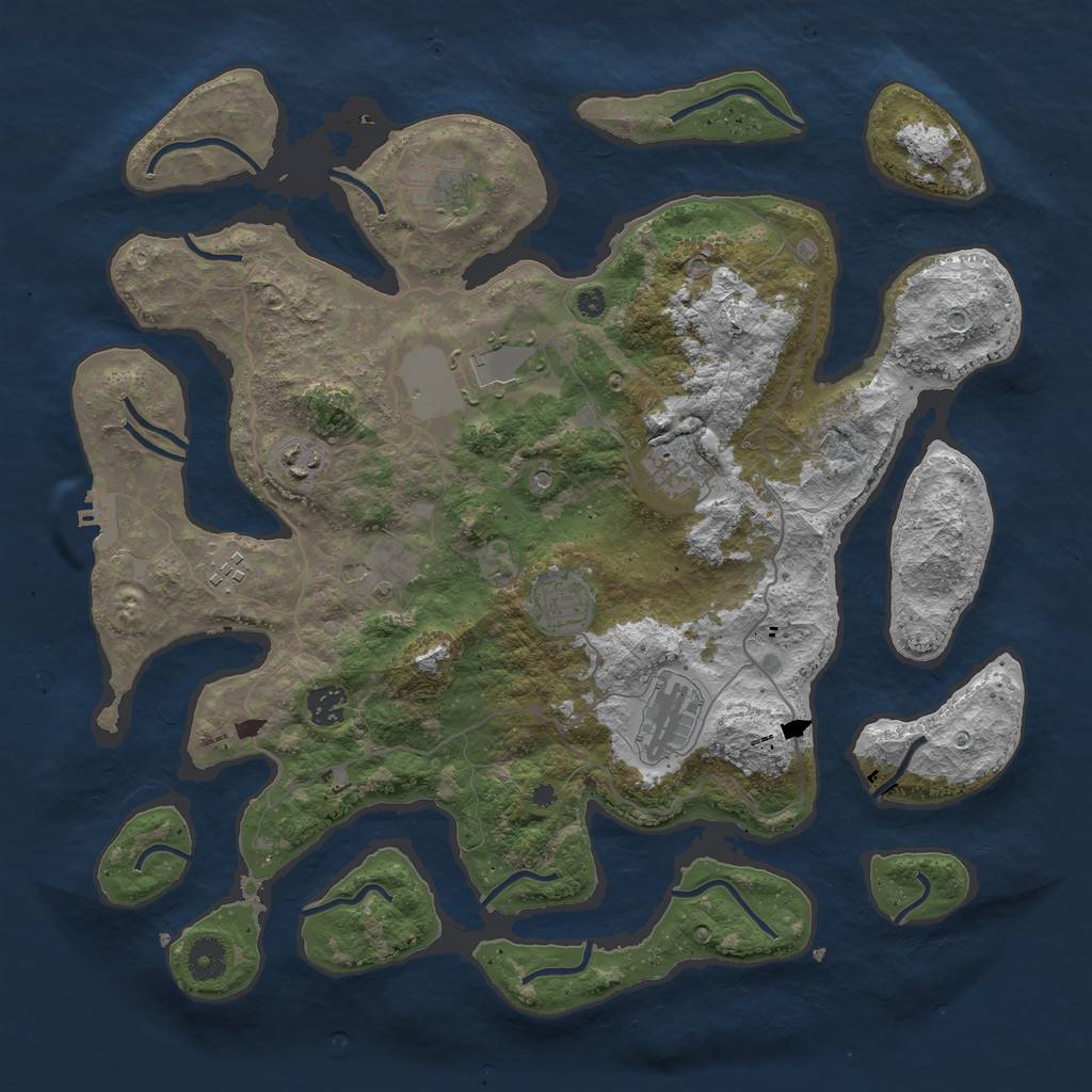 Rust Map: Procedural Map, Size: 4000, Seed: 35733, 13 Monuments