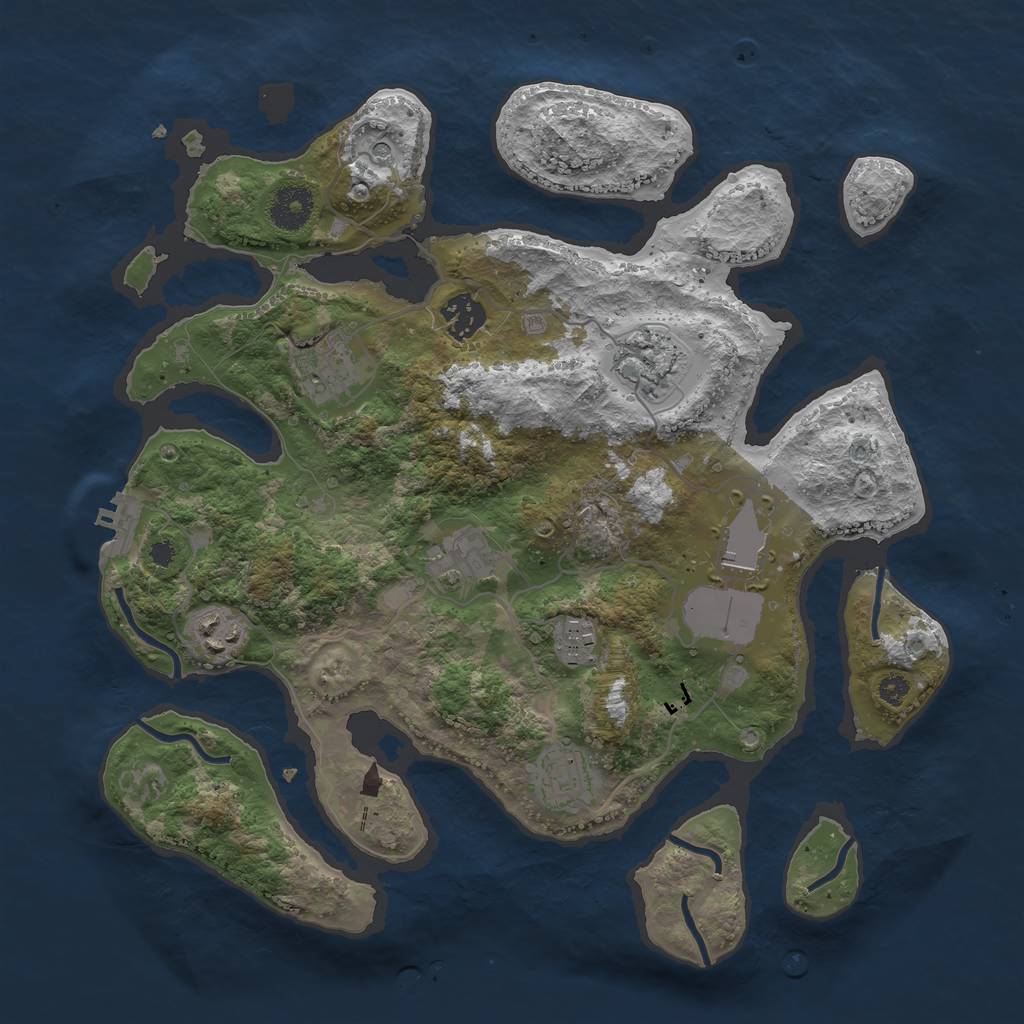 Rust Map: Procedural Map, Size: 3500, Seed: 481260, 12 Monuments