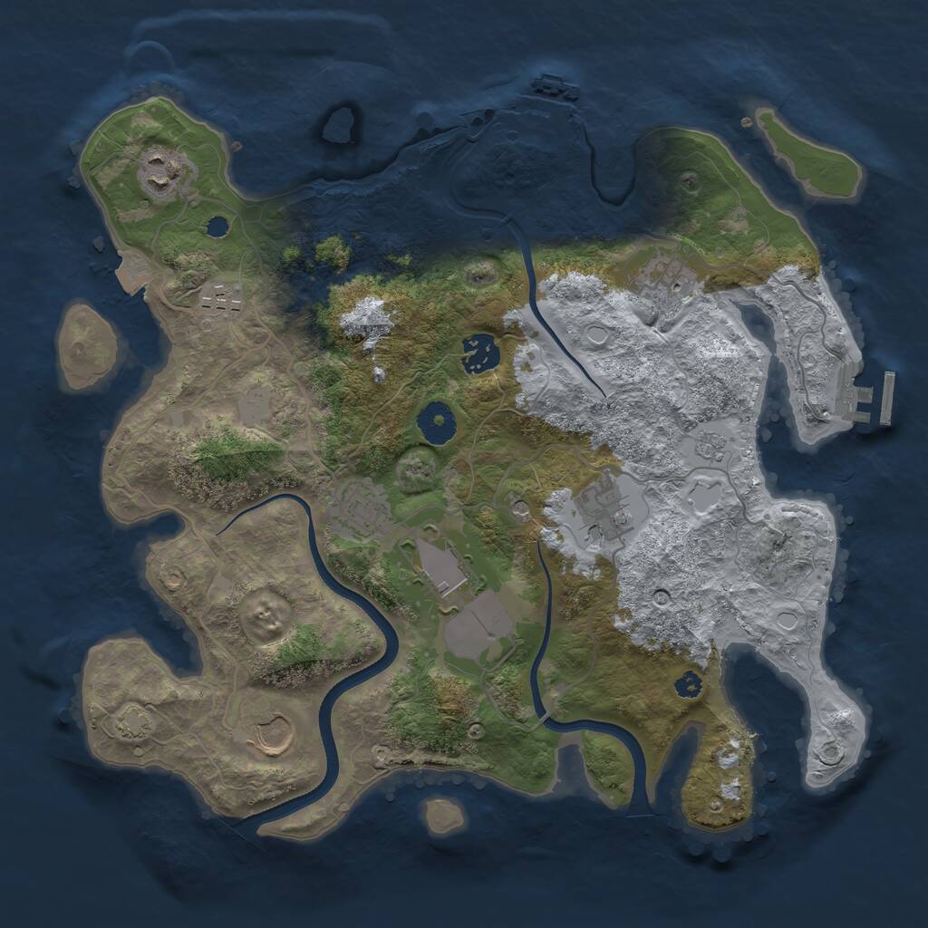 Rust Map: Procedural Map, Size: 3500, Seed: 335065, 14 Monuments
