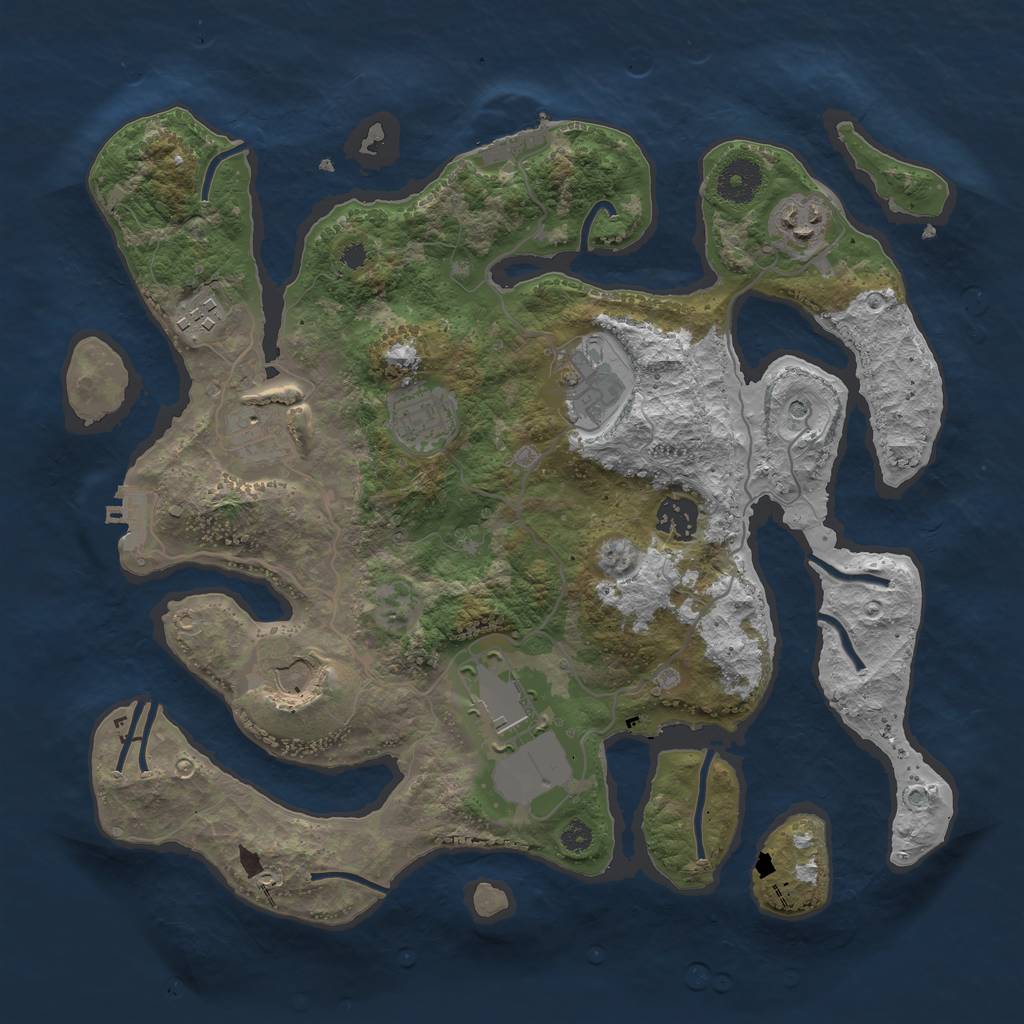 Rust Map: Procedural Map, Size: 3500, Seed: 335065, 13 Monuments