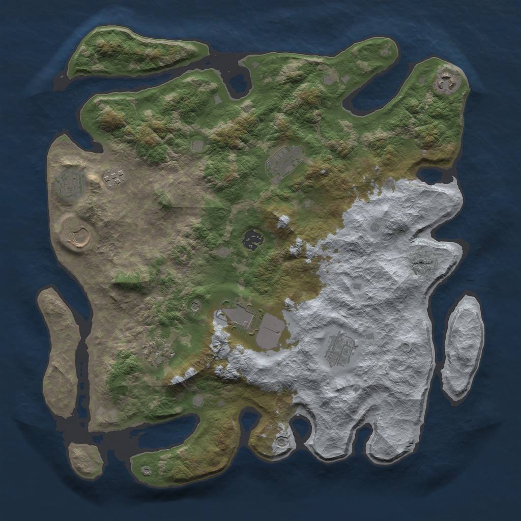 Rust Map: Barren, Size: 4000, Seed: 10, 12 Monuments