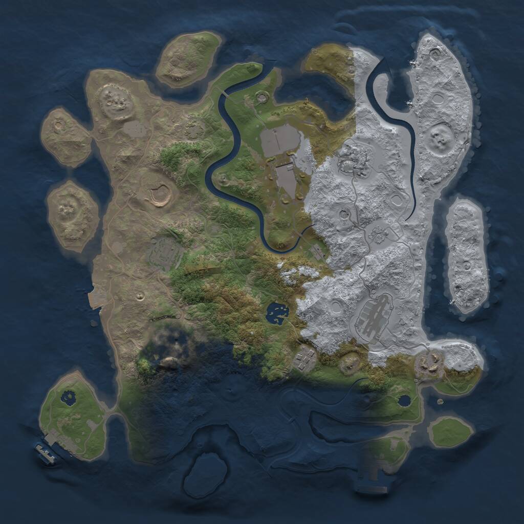 Rust Map: Procedural Map, Size: 3500, Seed: 462309, 15 Monuments
