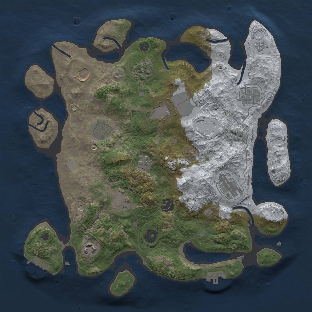 Rust Map: Procedural Map, Size: 3500, Seed: 462309, 19 Monuments