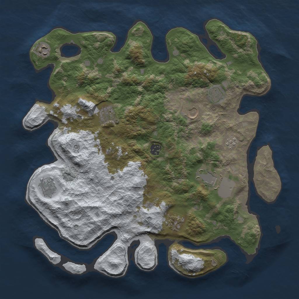 Rust Map: Barren, Size: 4000, Seed: 36, 12 Monuments