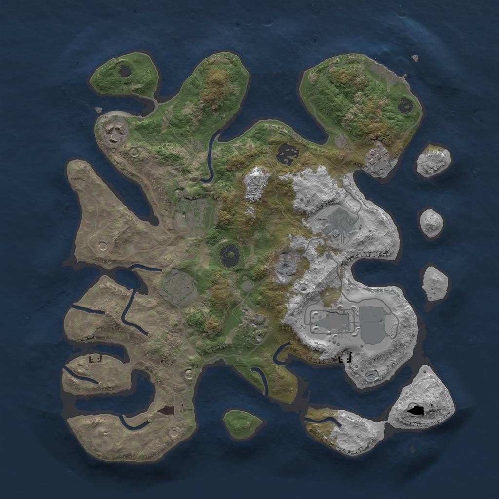 Rust Map: Procedural Map, Size: 3500, Seed: 37655105, 12 Monuments