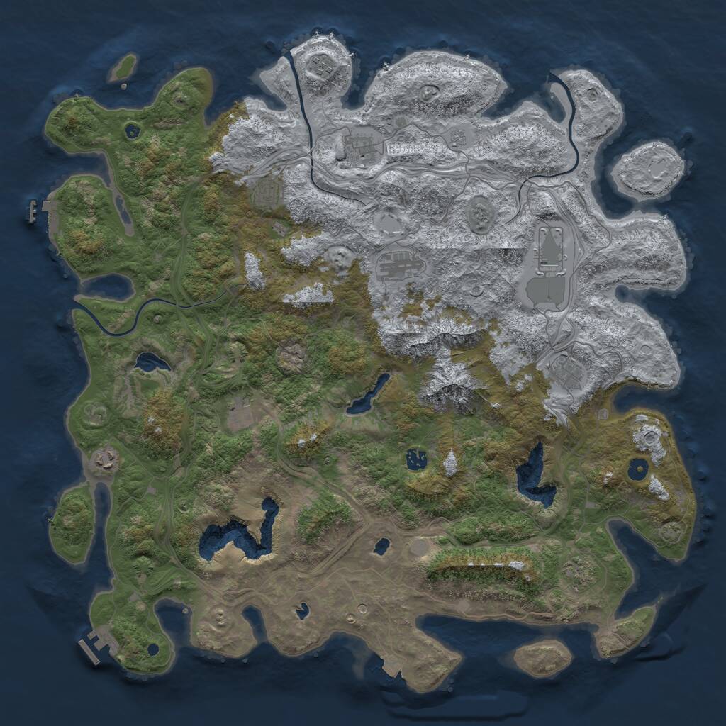 Rust Map: Procedural Map, Size: 5000, Seed: 99, 16 Monuments