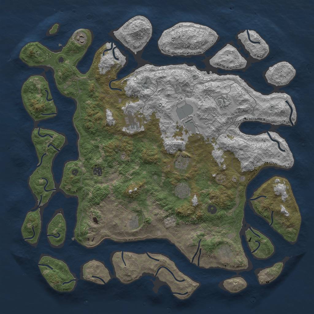 Rust Map: Procedural Map, Size: 5000, Seed: 99, 13 Monuments