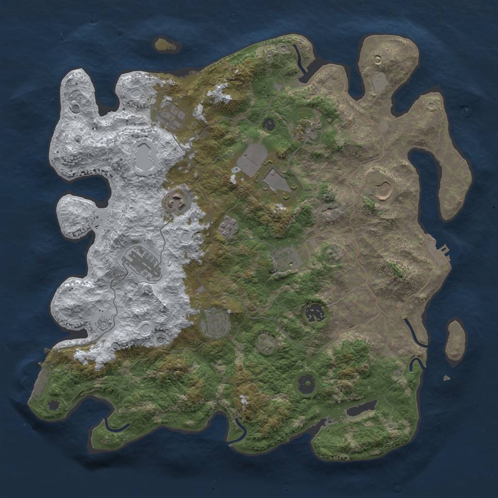 Rust Map: Procedural Map, Size: 4000, Seed: 4193618, 19 Monuments