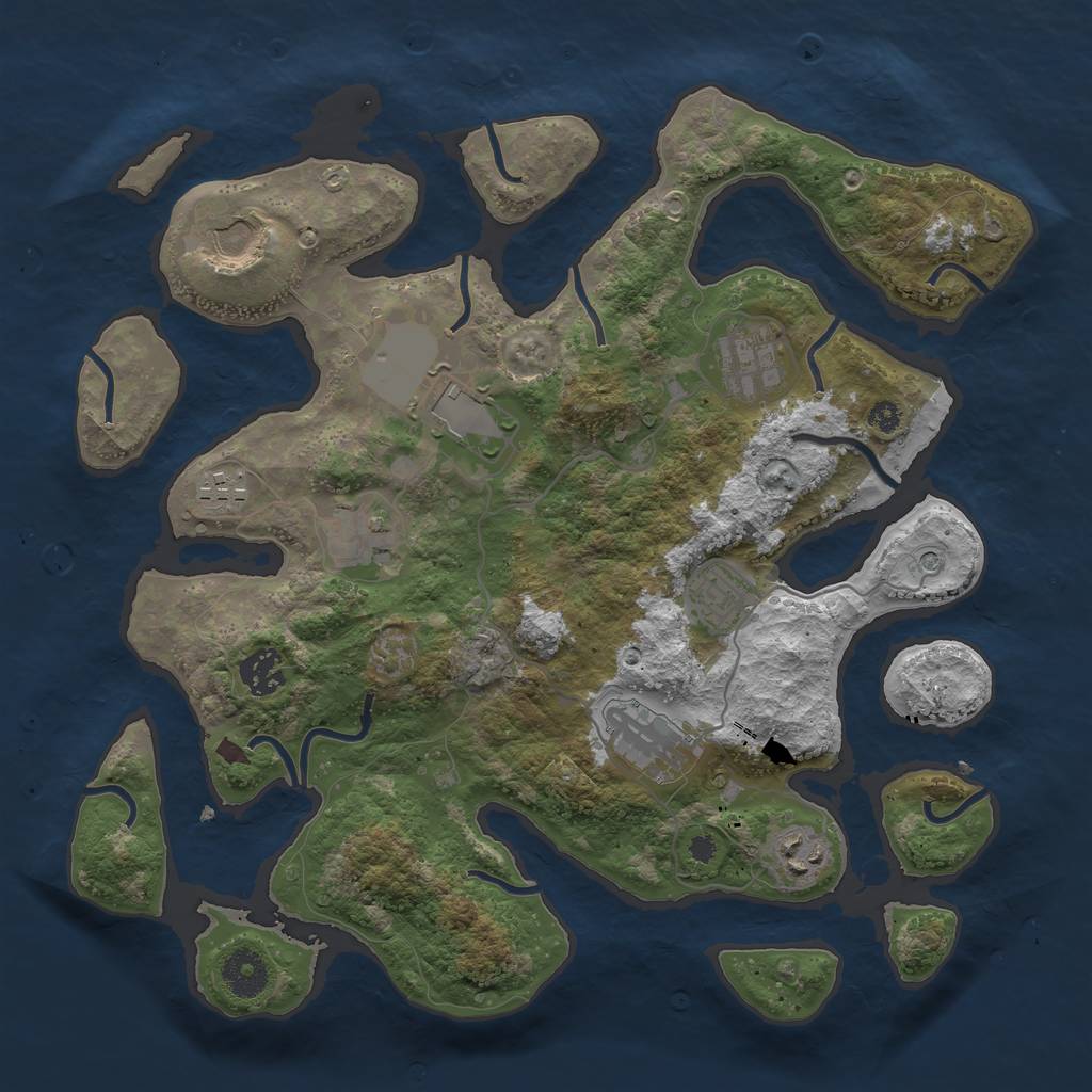 Rust Map: Procedural Map, Size: 3530, Seed: 3213563, 12 Monuments