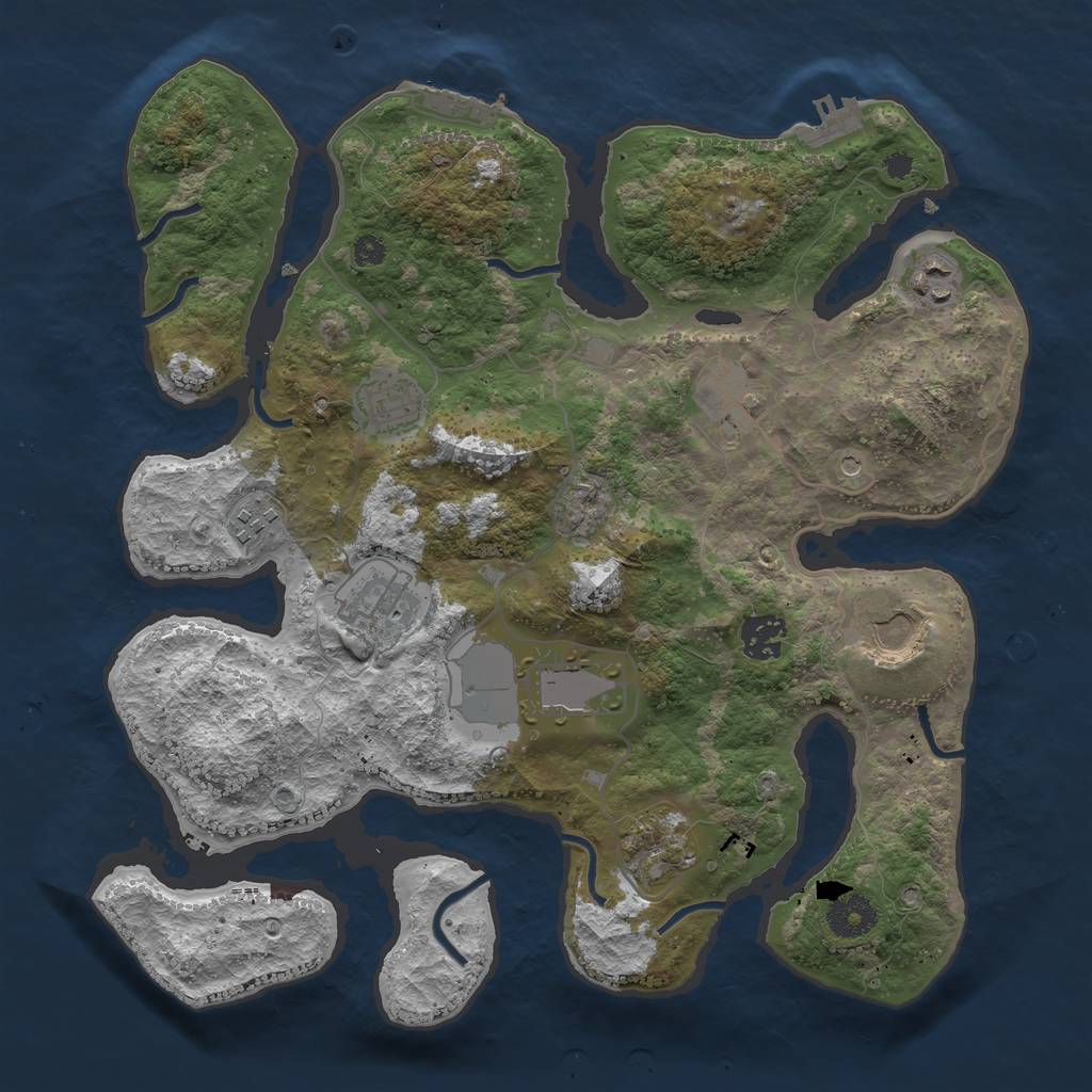 Rust Map: Procedural Map, Size: 3500, Seed: 383167, 14 Monuments