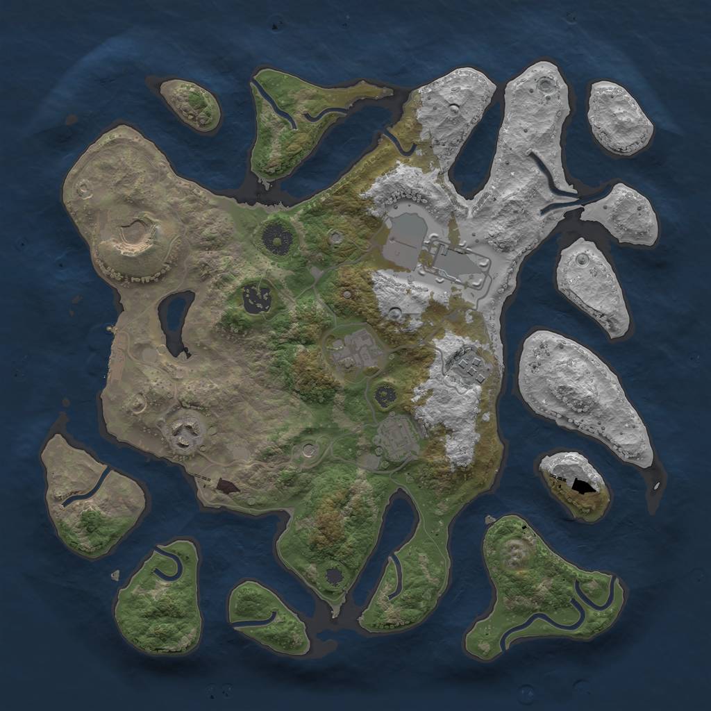 Rust Map: Procedural Map, Size: 3500, Seed: 913973, 11 Monuments