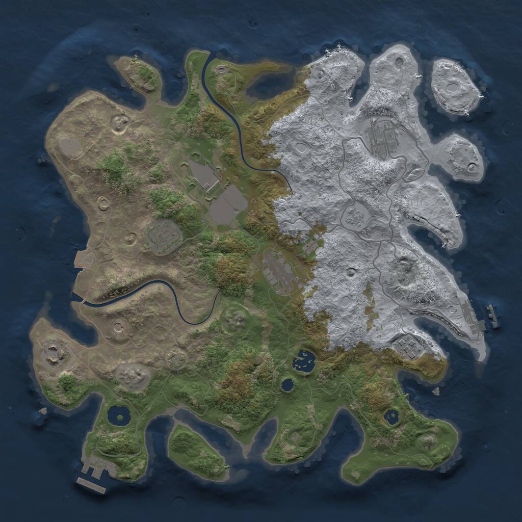 Rust Map: Procedural Map, Size: 3500, Seed: 913973, 13 Monuments