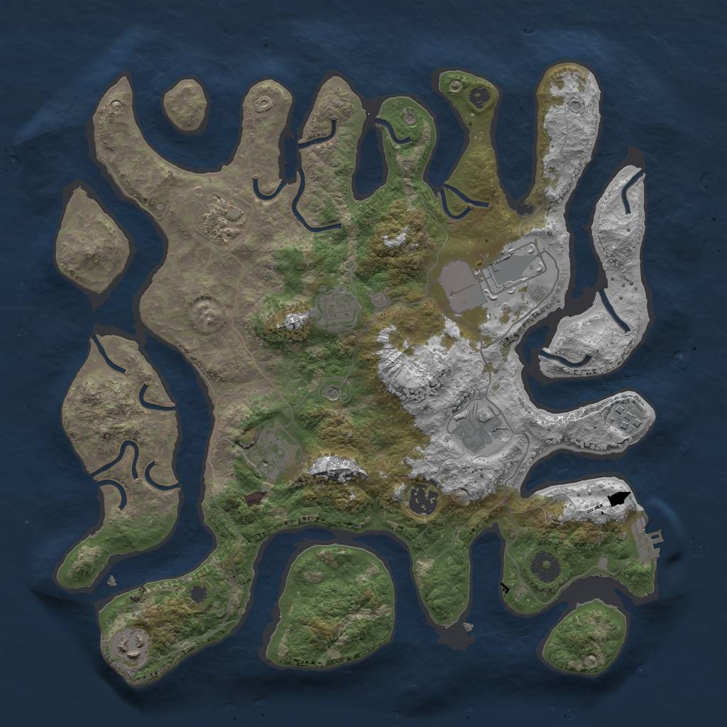 Rust Map: Procedural Map, Size: 3700, Seed: 643471666, 12 Monuments